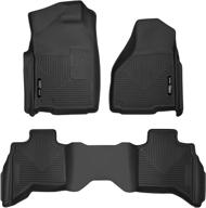 🚗 husky liners 53628: premium x-act contour front & 2nd seat floor mats, black, fits 2002-2018 dodge ram 1500 quad cab, 2019 dodge ram 1500 classic quad cab, 2003-2009 dodge ram 2500/3500 quad cab logo