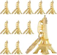 outus 15 pieces eiffel tower keyring retro adornment french souvenirs keychains (gold) logo