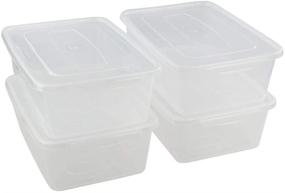 img 4 attached to 📦 Jekiyo 14 Quart Clear Plastic Latching Storage Bin with Lid - 4 Pack Containers