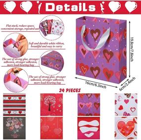 img 3 attached to 🎁 Valentines Paper Bags: 24 Kraft Party Hearts Bags with Ribbon - Perfect for Valentines Day, Galentines Day, Anniversary - 8 Styles Available!