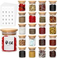 🏺 juneheart glass spice jars set 4oz, 20 pcs clear food storage containers with bamboo wooden airtight lids and labels for pantry kitchen – ideal for sugar, salt, coffee, tea, beans logo