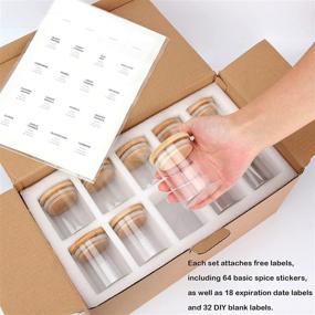 img 1 attached to 🏺 JuneHeart Glass Spice Jars Set 4OZ, 20 PCS Clear Food Storage Containers with Bamboo Wooden Airtight Lids and Labels for Pantry Kitchen – Ideal for Sugar, Salt, Coffee, Tea, Beans