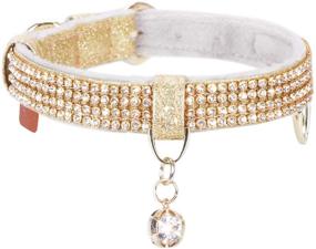 img 4 attached to 🐾 Премиальный ошейник PetsHome Bling Rhinestone для кошек и собак: из качественной искусственной кожи с подвеской - регулируемый ошейники для маленьких и средних питомцев