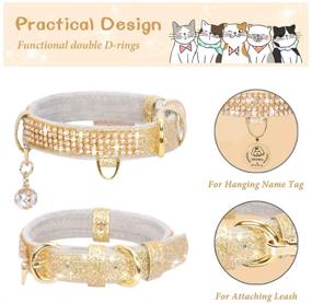 img 2 attached to 🐾 Премиальный ошейник PetsHome Bling Rhinestone для кошек и собак: из качественной искусственной кожи с подвеской - регулируемый ошейники для маленьких и средних питомцев