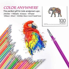 img 2 attached to 🖍️ ZSCM 100 Colors Gel Pen Ink Refills: Glitter Neon Refills for Kids Drawing, Adult Coloring Books, Bullet Journaling - No Repeats!