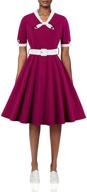 👗 stylish and chic: wellwits women's office colorblock vintage dress collection logo