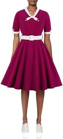 img 4 attached to 👗 Stylish and Chic: Wellwits Women's Office Colorblock Vintage Dress Collection