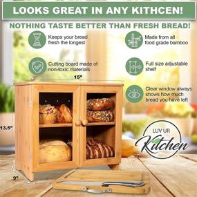 img 1 attached to 🍞 LuvURkitchen Large Bread Box with Adjustable Shelf and Stainless Steel Bread Knife: A Versatile Bread Storage Solution for Your Kitchen Countertop