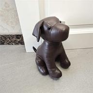 🐶 brown leatherette animal door stopper with anti-collision wall protectors – decorative dog design for doors & books logo