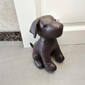 img 4 attached to 🐶 Brown Leatherette Animal Door Stopper with Anti-Collision Wall Protectors – Decorative Dog Design for Doors & Books