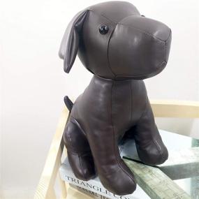 img 2 attached to 🐶 Brown Leatherette Animal Door Stopper with Anti-Collision Wall Protectors – Decorative Dog Design for Doors & Books