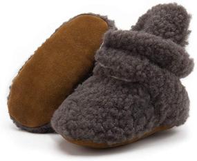 img 4 attached to 👶 Cotton Cozy Infant Baby Booties | Non Skid Soft Sole Ankle Boots with Grippers | First Walking Shoes for Baby Boys and Girls | Slippers Socks Toddler