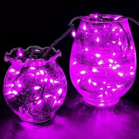 img 1 attached to 108.6 FT Christmas LED String Lights, 300-Count Purple LED Light Decor 8 Modes Long Green Wire Light Set - Ideal for Indoor and Outdoor Party, Home, and Garden Holiday Christmas Decoration