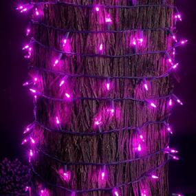 img 2 attached to 108.6 FT Christmas LED String Lights, 300-Count Purple LED Light Decor 8 Modes Long Green Wire Light Set - Ideal for Indoor and Outdoor Party, Home, and Garden Holiday Christmas Decoration