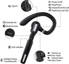 img 3 attached to 🎧 Wireless Bluetooth Earpiece V5.0 with Noise Cancelling Mic - 8-10 Hours Talktime, Stereo Sound - Compatible for iPhone Android Cell Phones - Ideal for Driving, Business, Office - Black