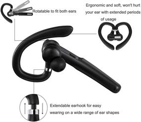 img 2 attached to 🎧 Wireless Bluetooth Earpiece V5.0 with Noise Cancelling Mic - 8-10 Hours Talktime, Stereo Sound - Compatible for iPhone Android Cell Phones - Ideal for Driving, Business, Office - Black