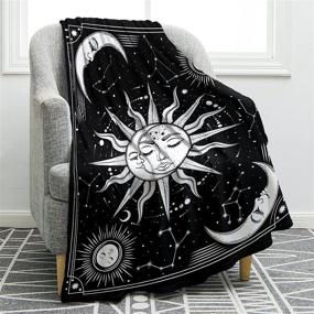 img 4 attached to 🌞 Jekeno Sun and Moon Psychedelic Throw Blanket - Burning Sun with Star Print, Lightweight Cozy Warm Bed Couch Blanket, Perfect Kids/Youth Gift, 50"x60