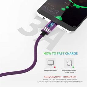 img 3 attached to 🔌 Кабель USB Type C высокой скорости 3A быстрой зарядки [2 штуки 6фт и 10фт], оплетенный кабель MALVSU совместим с Samsung Galaxy S10 S9 S8 S20 Plus A51 A11, Note 10 9 8, контроллером PS5, зарядным устройством USB C (фиолетовый)