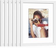 enhance your décor with happyhapi 8x10 inch picture frames - set of 6, tabletop or wall display for photos, paintings, landscapes, posters, artwork (white) логотип