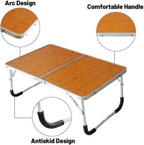 img 3 attached to Jucaifu Bamboo Wood Grain Foldable Laptop Table and Bed Desk 📚 with Storage Space - Lightweight and Portable for Breakfast, Picnics, and More