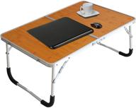 jucaifu bamboo wood grain foldable laptop table and bed desk 📚 with storage space - lightweight and portable for breakfast, picnics, and more logo