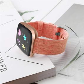 img 4 attached to Тканевые полосы для замены из нейлона для Fitbit Versa/Versa 2/Versa Lite - Стильные и комфортные тканевые полосы для мужчин и женщин (Маленький, Цвет8)