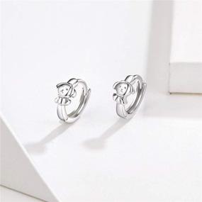 img 2 attached to 925 Sterling Silver Cute Dog Small Hoop Earrings for Women, Girls, and Teens - Sensitive Ear Sleeper Hoops with Puppy Cartilage Stud Clip - Perfect Gift for Pet Lovers, Animal Jewelry for Birthday and Christmas - Ideal for Daughters