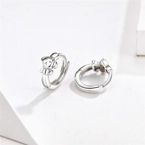 img 1 attached to 925 Sterling Silver Cute Dog Small Hoop Earrings for Women, Girls, and Teens - Sensitive Ear Sleeper Hoops with Puppy Cartilage Stud Clip - Perfect Gift for Pet Lovers, Animal Jewelry for Birthday and Christmas - Ideal for Daughters