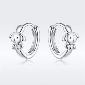 img 3 attached to 925 Sterling Silver Cute Dog Small Hoop Earrings for Women, Girls, and Teens - Sensitive Ear Sleeper Hoops with Puppy Cartilage Stud Clip - Perfect Gift for Pet Lovers, Animal Jewelry for Birthday and Christmas - Ideal for Daughters