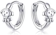 925 sterling silver cute dog small hoop earrings for women, girls, and teens - sensitive ear sleeper hoops with puppy cartilage stud clip - perfect gift for pet lovers, animal jewelry for birthday and christmas - ideal for daughters logo