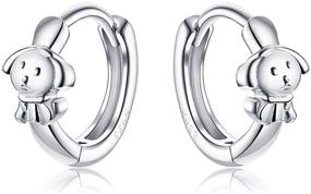 img 4 attached to 925 Sterling Silver Cute Dog Small Hoop Earrings for Women, Girls, and Teens - Sensitive Ear Sleeper Hoops with Puppy Cartilage Stud Clip - Perfect Gift for Pet Lovers, Animal Jewelry for Birthday and Christmas - Ideal for Daughters