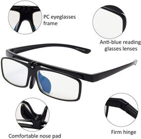 img 2 attached to 👓 Liansan Flip Up Lens Anti Glare Blue Light Reading Glasses: Ideal for Men and Women in Black and Tortoiseshell