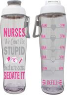 🩺 50 strong nurse water bottle with time marker - bpa free w/carry loop & chug cap - ideal gift for nurses, rn, cna, ma – nursing graduation, birthday, thank you, christmas logo