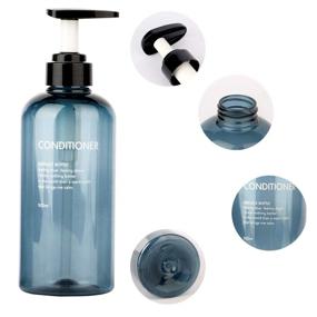 img 3 attached to 🧴 Yeeco Blue Pump Bottles 3 Packs: Refillable 16.9oz Shampoo and Conditioner Dispenser for Kitchen Sink and Bathroom