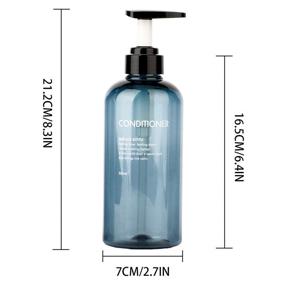 img 2 attached to 🧴 Yeeco Blue Pump Bottles 3 Packs: Refillable 16.9oz Shampoo and Conditioner Dispenser for Kitchen Sink and Bathroom