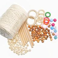 🧶 complete 147-piece macrame kit: 3mm × 109 yards natural macrame cord, colored wood beads, wooden stick hoops, rings, crafts diy macrame supplies for adult beginners logo