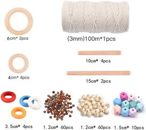 img 3 attached to 🧶 Complete 147-Piece Macrame Kit: 3mm × 109 Yards Natural Macrame Cord, Colored Wood Beads, Wooden Stick Hoops, Rings, Crafts DIY Macrame Supplies for Adult Beginners