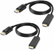 🔌 2 pack of 6ft avedio links dp to hdmi adapter cable - male to male displayport hdmi cable converter cord, supporting 1080p logo