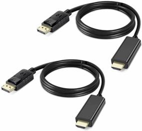 img 4 attached to 🔌 2 Pack of 6ft Avedio Links DP to HDMI Adapter Cable - Male to Male DisplayPort HDMI Cable Converter Cord, Supporting 1080P