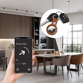 img 1 attached to Аксессуары чехла из натуральной кожи для Apple AirTags, защитный чехол от потери для локатора местоположения 🔑, брелок-петля для Apple AirTag для животных, ключей и раниц (2 шт., черный/коричневый)
