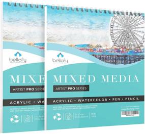 img 4 attached to 🎨 Bellofy Multimedia Sketchbook: Mixed Media Paper 11x14 In - Ideal Drawing Paper for Artists, Acrylic, Oil, Watercolor Painting & Sketching - 98 Ib, 160gsm Large Art Pad for Kids & Artists