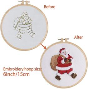 img 2 attached to Erjia Embroidery Starter Kit - Stamped Christmas Gift with Santa Design, Cotton Fabric for Beginners, Plastic Hoops, Color Threads and Tools Set for DIY Art, Crafts, Sewing (Santa)