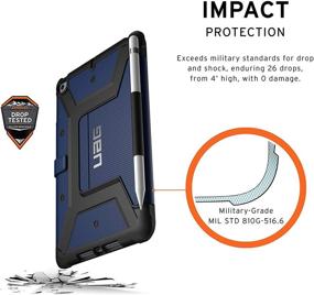 img 2 attached to 📱 UAG Folio iPad Mini (5th Gen, 2019) Case Metropolis Rugged Cobalt - Military-Grade Drop Tested Cover with Apple Pencil Holder