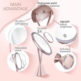 img 3 attached to 💄 IKproductpro светодиодное зеркало для макияжа с 5-кратным увеличением для улучшенного опыта макияжа и освещения.