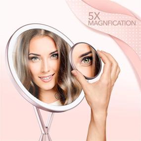 img 2 attached to 💄 IKproductpro светодиодное зеркало для макияжа с 5-кратным увеличением для улучшенного опыта макияжа и освещения.