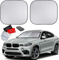 🌞 ezyshade windshield sun shade with shield-x reflective technology - find perfect fit for your vehicle using size-chart. foldable 2-piece car sunshades to block uv rays and heat, safeguarding your car. optimal (medium) size logo