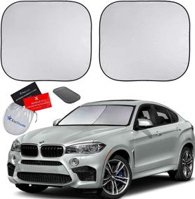 img 4 attached to 🌞 EzyShade Windshield Sun Shade with Shield-X Reflective Technology - Find Perfect Fit for Your Vehicle Using Size-Chart. Foldable 2-Piece Car Sunshades to Block UV Rays and Heat, Safeguarding Your Car. Optimal (Medium) Size