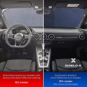 img 2 attached to 🌞 EzyShade Windshield Sun Shade with Shield-X Reflective Technology - Find Perfect Fit for Your Vehicle Using Size-Chart. Foldable 2-Piece Car Sunshades to Block UV Rays and Heat, Safeguarding Your Car. Optimal (Medium) Size