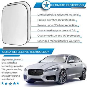 img 3 attached to 🌞 EzyShade Windshield Sun Shade with Shield-X Reflective Technology - Find Perfect Fit for Your Vehicle Using Size-Chart. Foldable 2-Piece Car Sunshades to Block UV Rays and Heat, Safeguarding Your Car. Optimal (Medium) Size