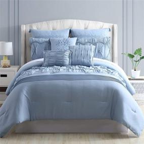 img 3 attached to 🛏️ Contemporary Chic: Modern Threads Sharan 8-Piece Embellished Comforter Set, Queen, Blue